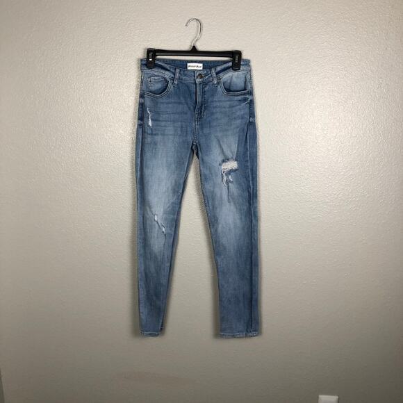 Studio Blue Size 26in Grunge Skinny Jeans Distressed Light Wash Pants w Pockets - Picture 1 of 14